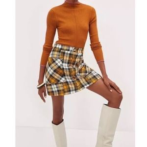 Anthropologie MAEVE Yellow Plaid Mini Skirt sz 4
